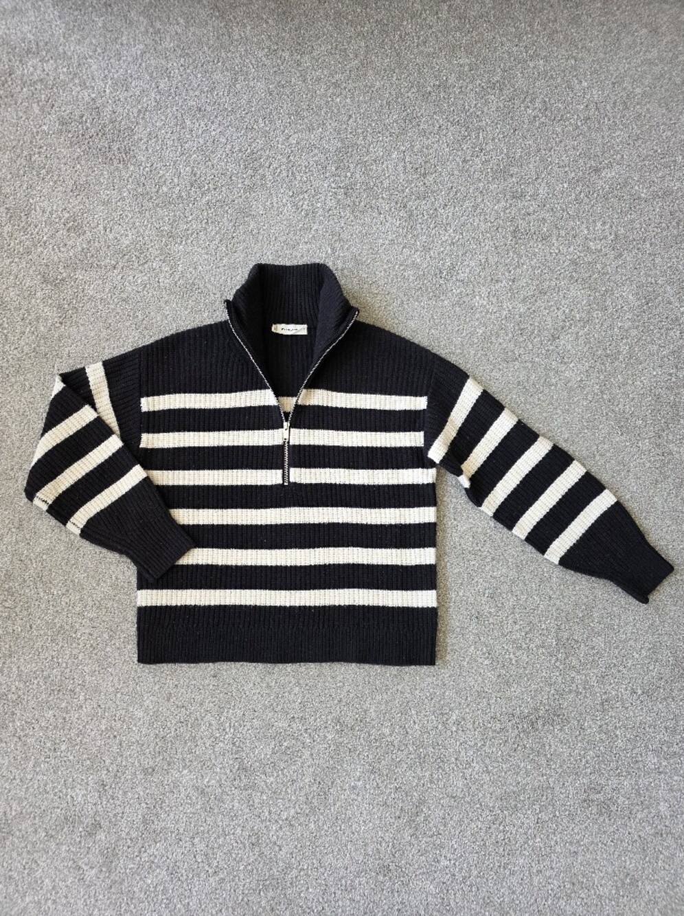 Everlane Wool Striped Half-Zip Sweater